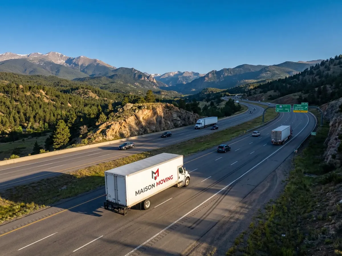 Maison Moving truck on highway